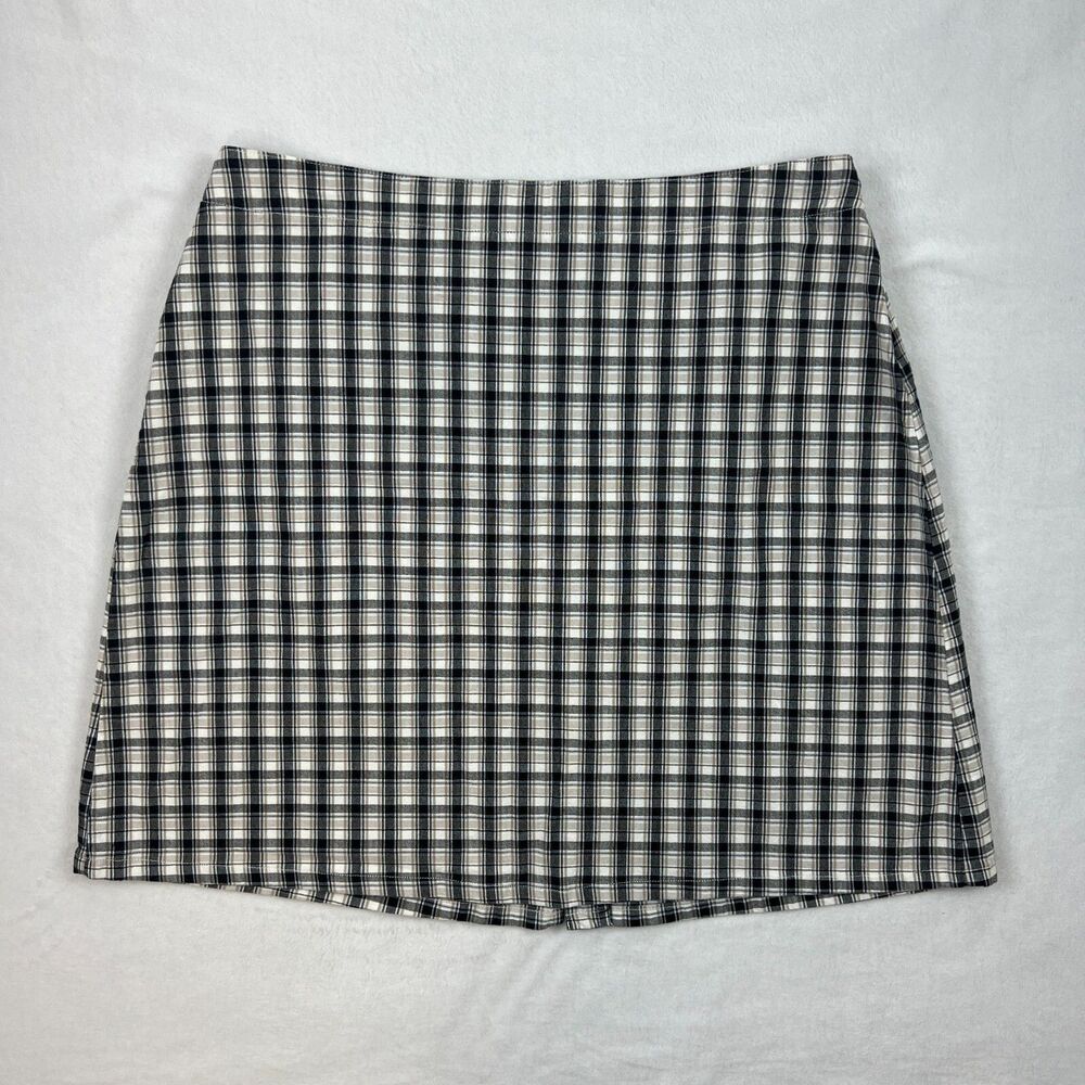 Cherokee Plaid Mini Skirt 14 Neutral Tan Academia Vintage 90s y2k Rory Gilmore